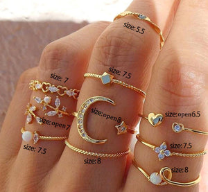 gold rings - set of 10 rings - stacking rings
