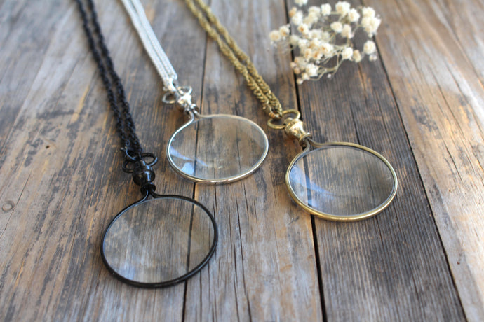 magnifying necklace - vintage nautical pocket style monocle magnifier