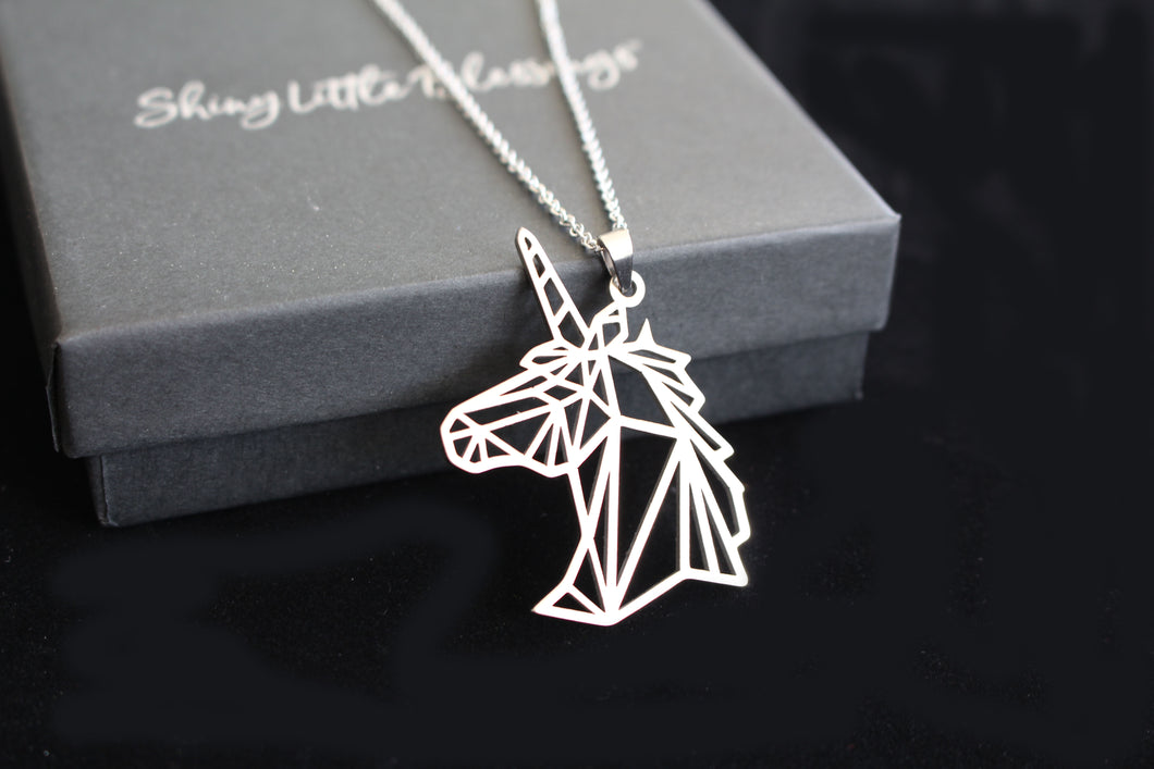 Unicorn necklace by Gemma J | Solid silver with rose gold